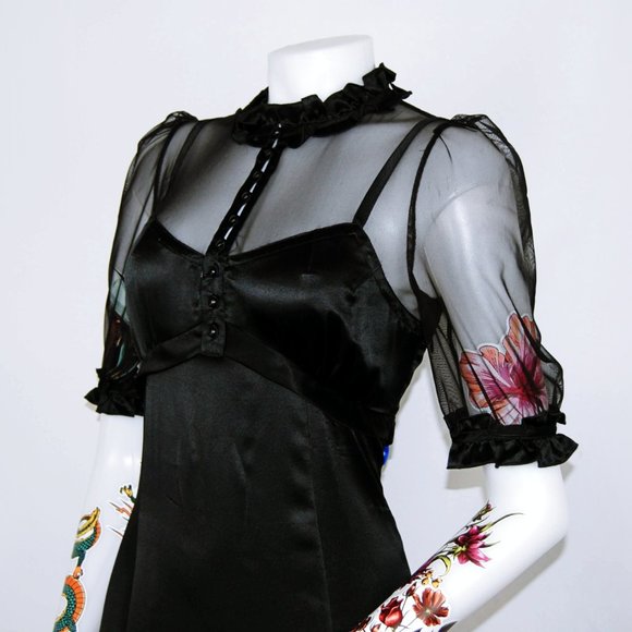 Marc Jacobs Black Silk and Lace Cocktail Dress - Picture 5 of 7